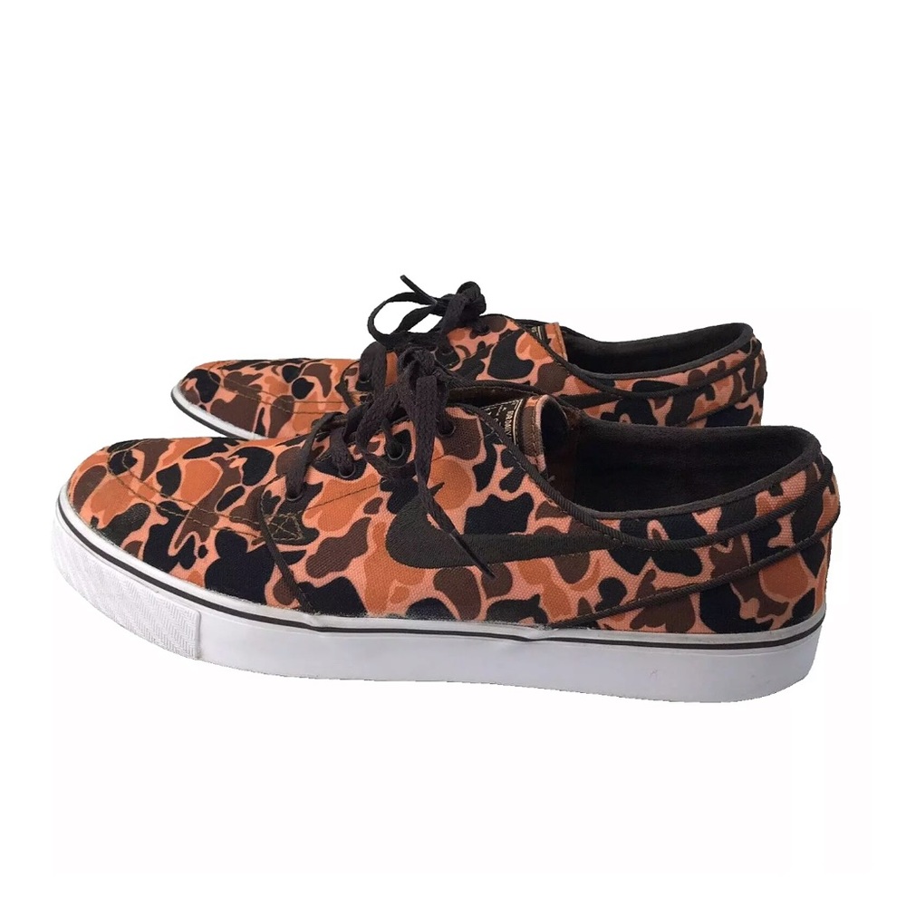 Nike Zoom Stefan Janoski Canvas Lace Up Skateboarding Shoes Orange Camo Size 10
